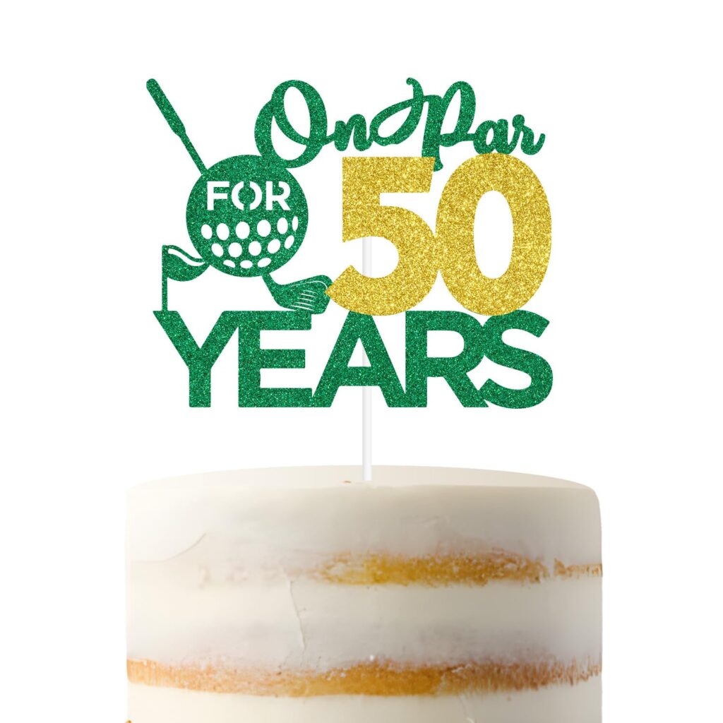 On Par 50 Years Cake Topper, Golf Birthday Cake Décor, 50 & Fabulous, Happy 50th Birthday Party Decorations Supplies